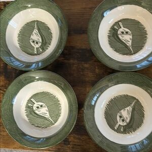 Royal China Colonial Homestead Green and Cream Ceramic Bowls Set